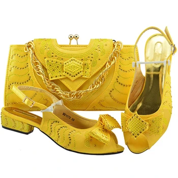 

New Arrival Italian Shoe with Matching Bags Shoe and Bag Set for Party In Women Italian Matching Shoe and Bag Set with Appliques