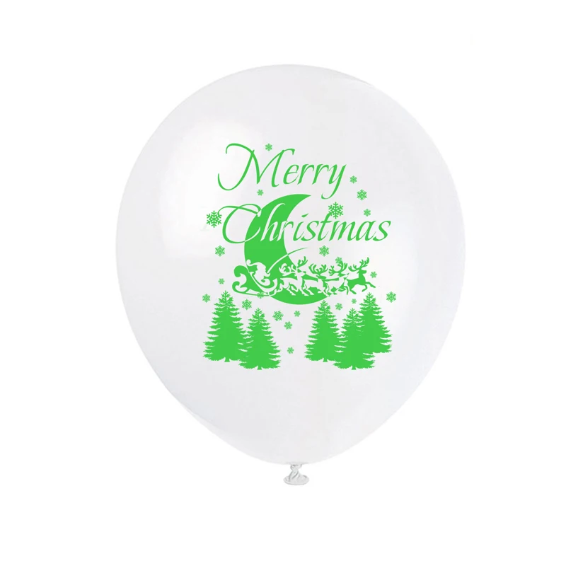 12Inch Red Green Merry Christmas Moon Tree Latex Balloons Happy New Year Christmas Decorations Confetti Balloon