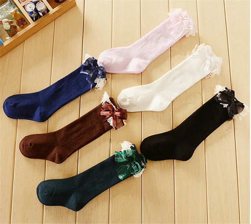 

GIRLS BABY TUTU SOCKS SPANISH KNEE HIGH SATIN BOW SOCKS SOFT FRILLY KIDS 0-6 Y