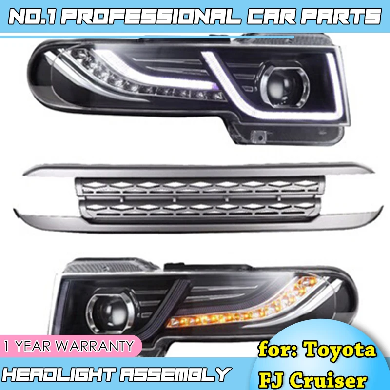 

car accessories For Toyota FJ Cruiser 2007-2014 LED Headlight Halo HID Lamp + Tail Lights + Grille