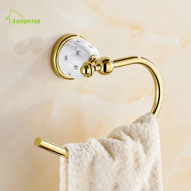 Diamond&Stars Bathroom Accessories Sets Crystal Brass Gold Bathroom Hardware Sets Wall Mounted Bathroom Products