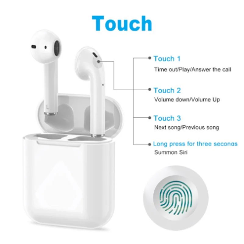 I18 tws Bluetooth 5 0 наушники 1:1 Беспроводные с сенсорным управлением 3D объемный звук air