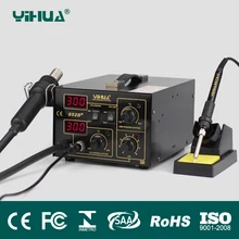 YIHUA 852D+ 220 В 700 Вт Тип насоса Yihua 852D+ фена Цифровой паяльник SMD паяльная станция лучше, чем Saike