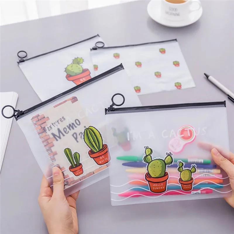 

1 Pcs Kawaii Cactus Waterproof PVC Pencil Cases Pen Bags Stationery Storage School Supplies Pencil Bags Free Shipping