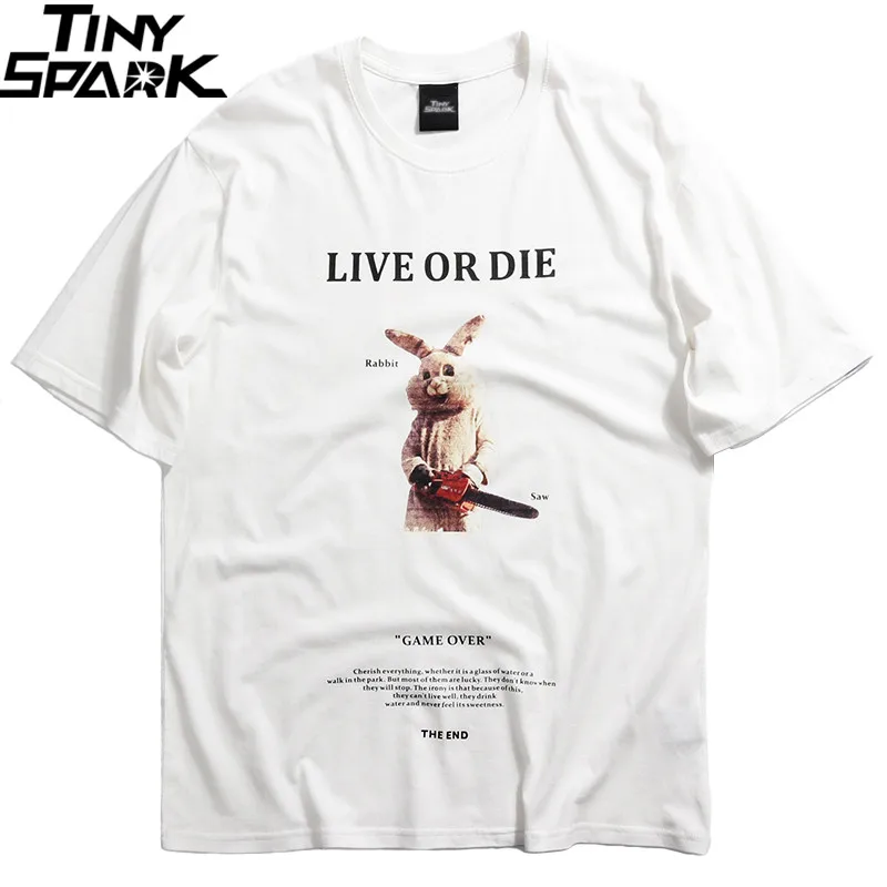 

2019 Men Hip Hop Streetwear T Shirt Funny Rabbit Saw Print T-Shirts Casual Summer Tshirt Short Sleeve Cotton Fashion Tops Tees