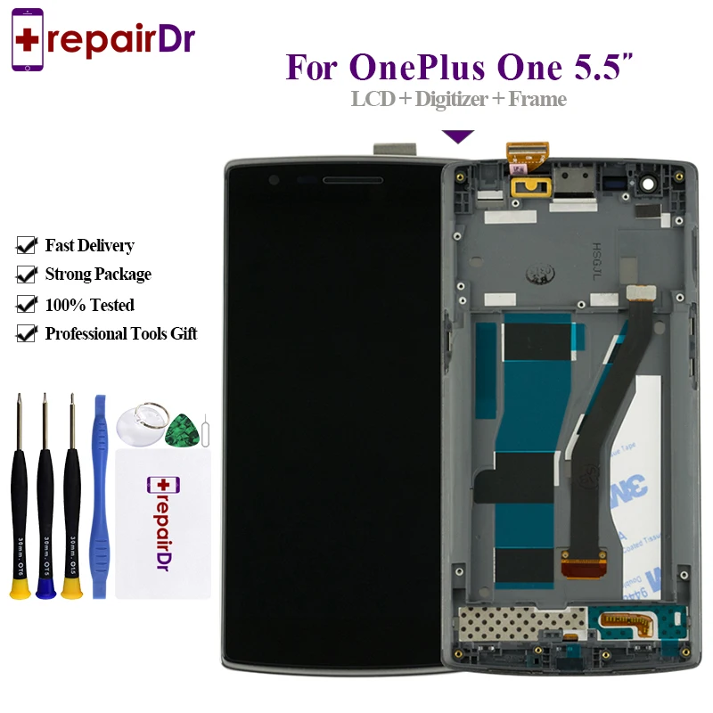 

100% Tested 5.5'' For OnePlus One Display Digitizer With Frame For OnePlus One LCD Screen Assembly For One Plus 1 1+ LCD A0001