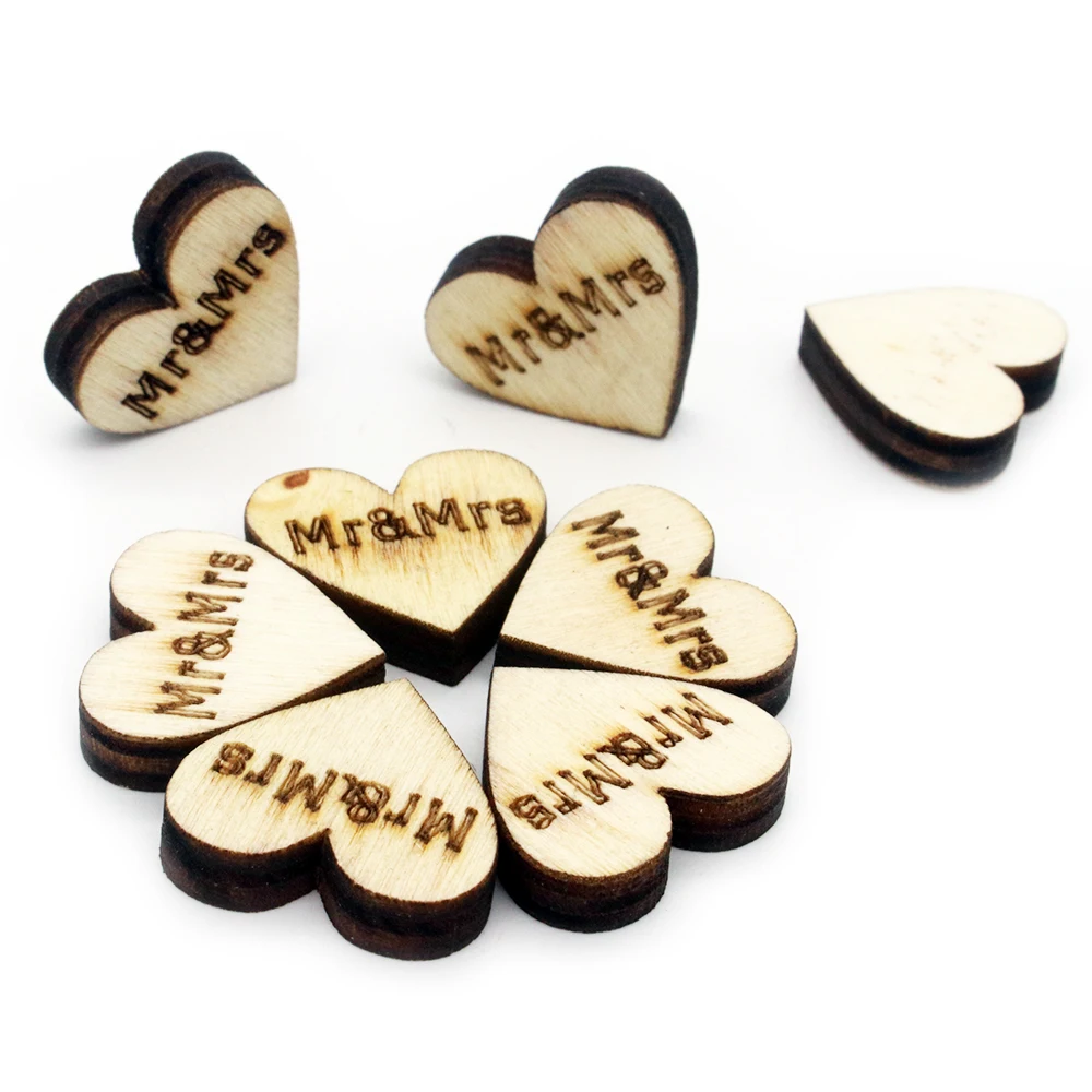 

100pc Rustic Wooden Love Heart Mini Wood Cutout Wedding Craft Embellishment 15mmx12mm