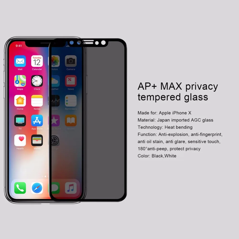 Nillkin Анти шпионское закаленное стекло для iPhone 11 Pro Max X XR XS MAX защита экрана антибликовое стекло конфиденциальности для iPhone 8 7 Plus