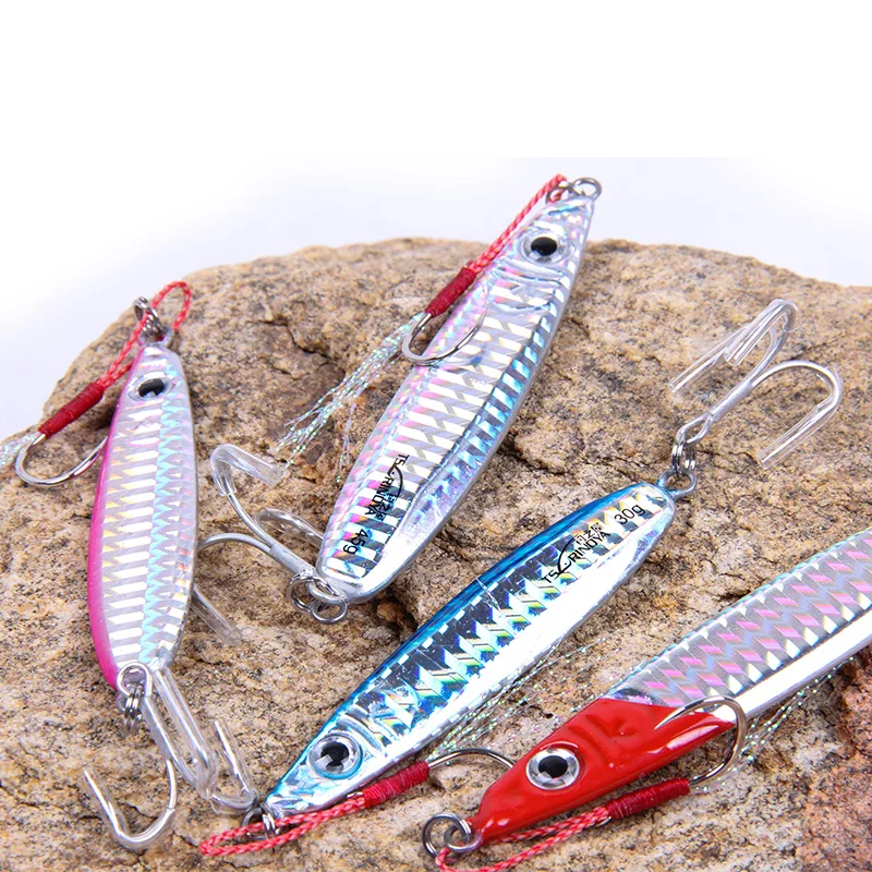 

Tsurinoya Metal Jig Bait with Single Assist Hook and Treble Hook Seawater Fishing Lure Mackerel Sea Grouper Reef Fish Bait 886A