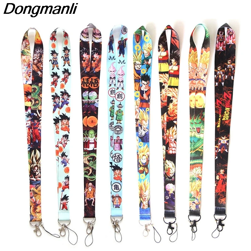 

DMLSKY 8 styles Japanese Anime Dragon Ball Keychains Lanyard Neck Key Strap for Phone Keys ID Card Cartoon Lanyards M2349