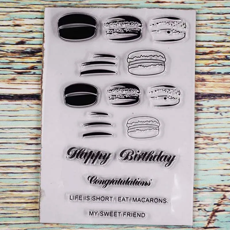 

Eat macarons Transparent clear stamp for DIY Scrapbooking/Card Making/Kids Christmas Fun Decoration Supplies