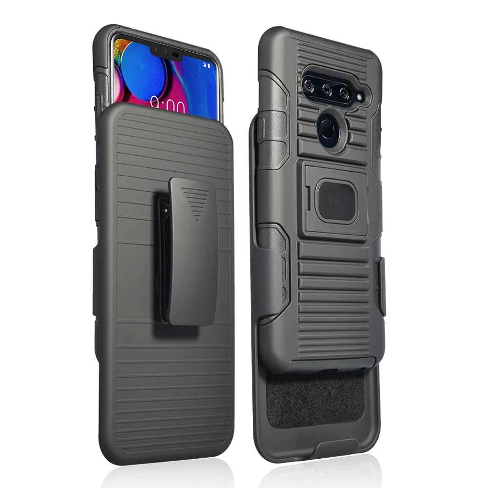 

Heavy Duty Magnetic Ring Kickstand Armor Case Hybrid Anti Shock Protective Belt Clip Swivel Holster Cover For LG V40 / V40 ThinQ