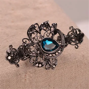 

Vintage Gorgeous Crystal Peacock Hair Claws Charm Ancient Gun Black Crab Hair Clip Fashion Wedding Hair Accessories For Women