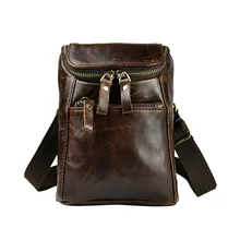 Натуральная кожа многофункциональная Мужская маленькая дизайнерская модная сумка-мессенджер на одно плечо сумка для телефона поясная сумка 611-34c