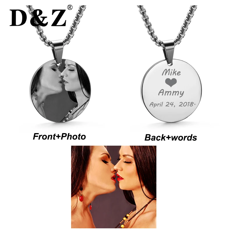 D&Z Custom Photo Necklace Pendant Chain Stainless Steel