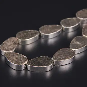 

11pcs Natural Pyrite Flat Teardrop center drilled beads,Silvers Edged Iron gems stone egg Slab Pendants bracelets Crafts Jewelry