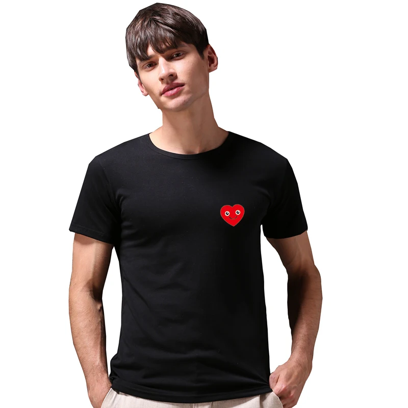 Новая модная летняя футболка Для мужчин Повседневная Удобная хлопковая куртка футболка с любовь Шаблоны camisetas hombre Топы мужской мужские