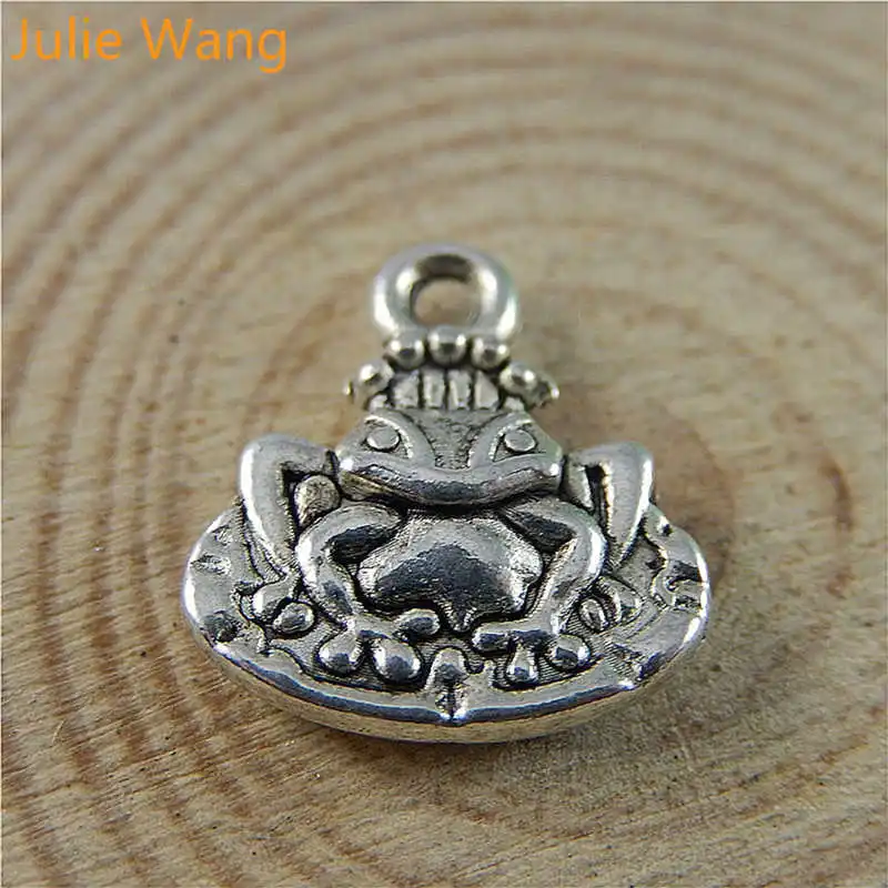 

Julie Wang 15PCS Frog Animal Antique Silver Alloy Charms Pendants Decoration Finding Jewelry Making Accessory