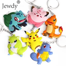 Pikachu Keychain Pocket Monsters Key Holder Pokemon Go Key Ring Pendant 3D Mini Charmander Squirtle Bulbasaur Figure Toys