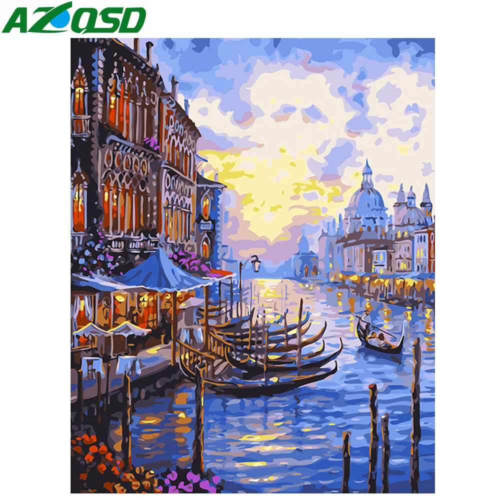 

AZQSD Oil Painting By Numbers Venice Diy Digital Paint Drawing Coloring By Number Canvas Hand Painted Modular Picture Wall Decor