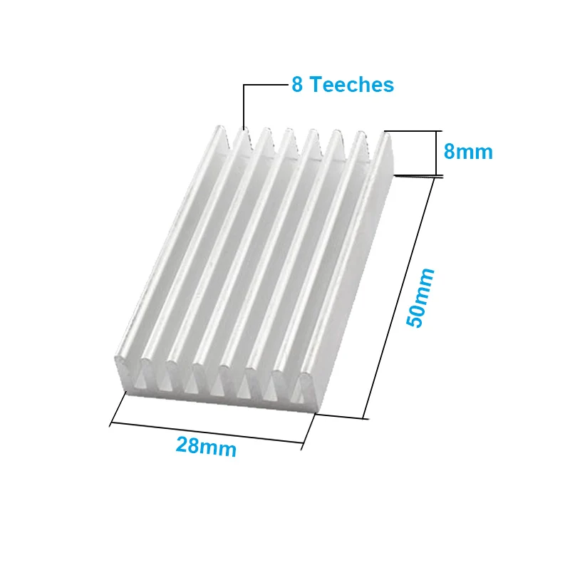 2 шт./лот алюминиевый радиатор 50x28x8 мм электронный чип охлаждения радиатора кулер для маршрутизатора, памяти, IC, светодиодный, вентилятор рассеивания тепла