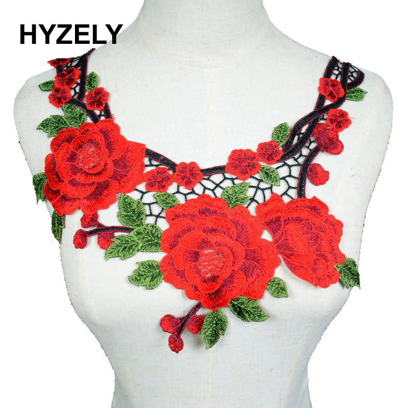 

1pc Lace Trim Craft Red Collar Venise Round Pattern Applique Trim Decorated Lace Neckline Collar Sewing