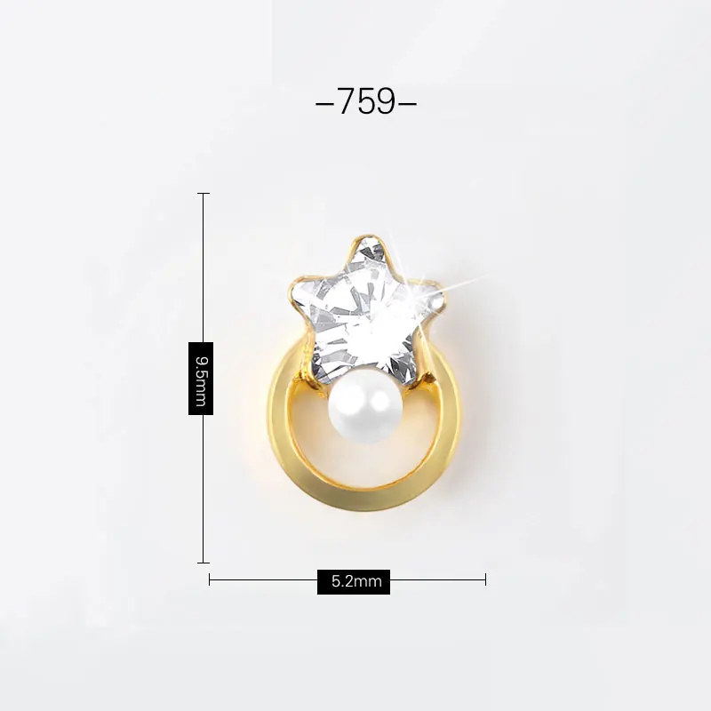 5 шт. кристалл AB блестящий дизайн ногтей Стразы 3d полые металлические шпильки Звезда Сердце треугольник алмаз ювелирные изделия Япония Шарм украшения - Цвет: 5Pcs 759