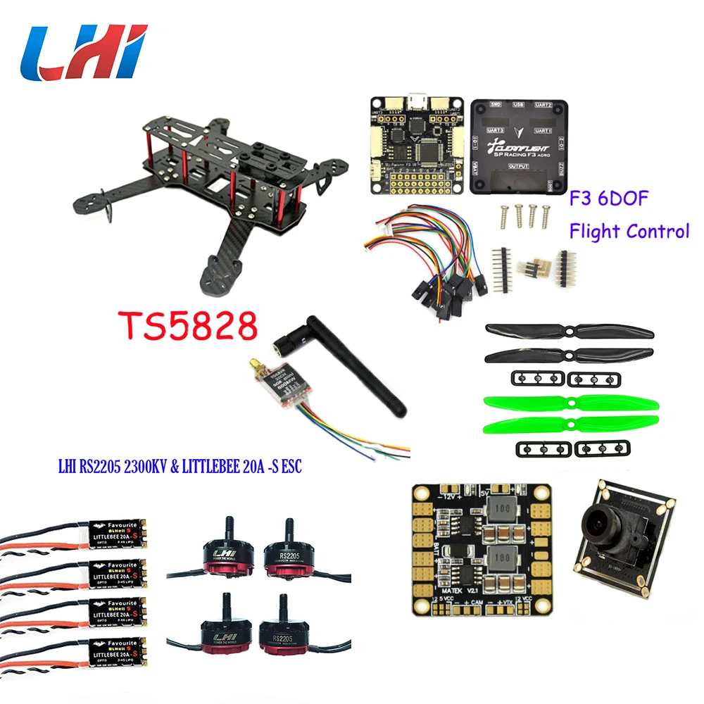 

qav250 Carbon Fiber zmr professional Quadcopter qav Frame F3 Flight Controller LHI RS2205 2300KV Motor LittleBe BLHeli_S 20AESC