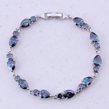 

Exclusive Rainbow Mystic Cubic Zirconia Silver Color Fashion Charm Bracelets For Women Best Trendy Jewelry D0086
