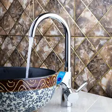 Современный термометр с цифровым дисплеем кухонный смеситель торнейра da cozinha хром 97126 Раковина Водопроводной воды сосуд поворотный смесительный кран