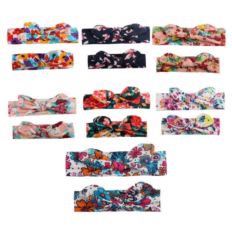 

2Pcs/LotBaby Bows Girls Flower Headband Comfort Infant Princess Headdress Baby Girl Turban Headwear Hair Access