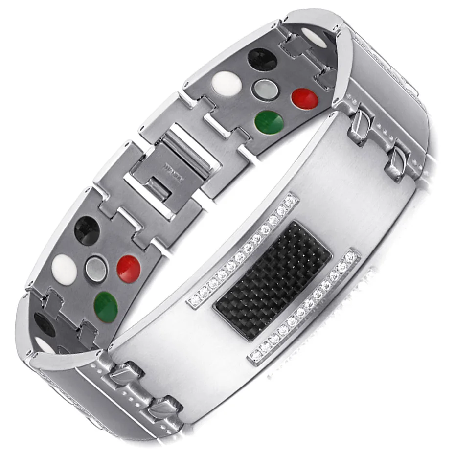 S bracelet WelMag модные изысканные хрустальные магнитные титановые браслеты для мужчин германий турмалин мужской браслет для здоровья - Окраска металла: S bracelet