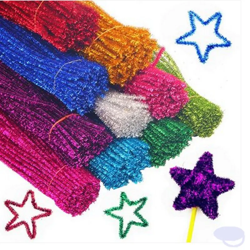 

200 PCS Assorted Glitter Metallic Chenille Stems Plush Sticks Pipe Cleaners Kindergarden Kids Education Toys DIY Craft 007002002