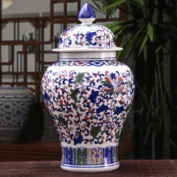 

Antique Chinese Classical Qing Ceramic Big Ginger Jar Blue and White Porcelain Floor Vase For Precious Gift