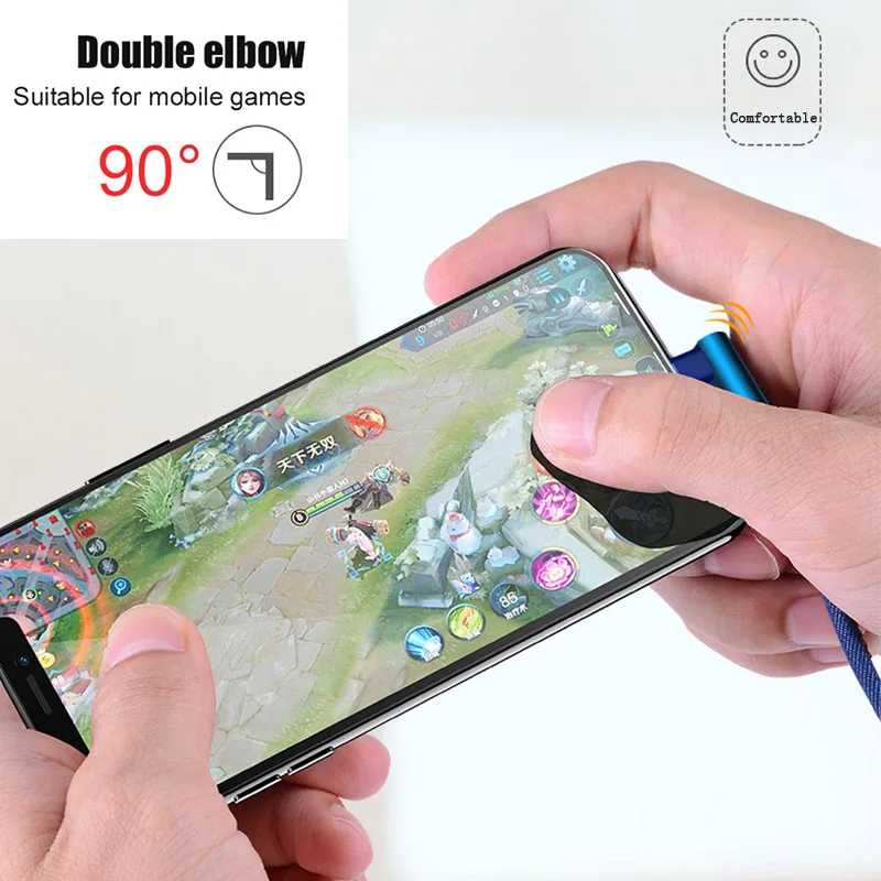 2 м Doulbe локоть USB кабель для iPhone XR Xs Max Xs X 8 7Plus iPad Быстрая зарядка Micro USB кабель для мобильного телефона длинный кабель типа C