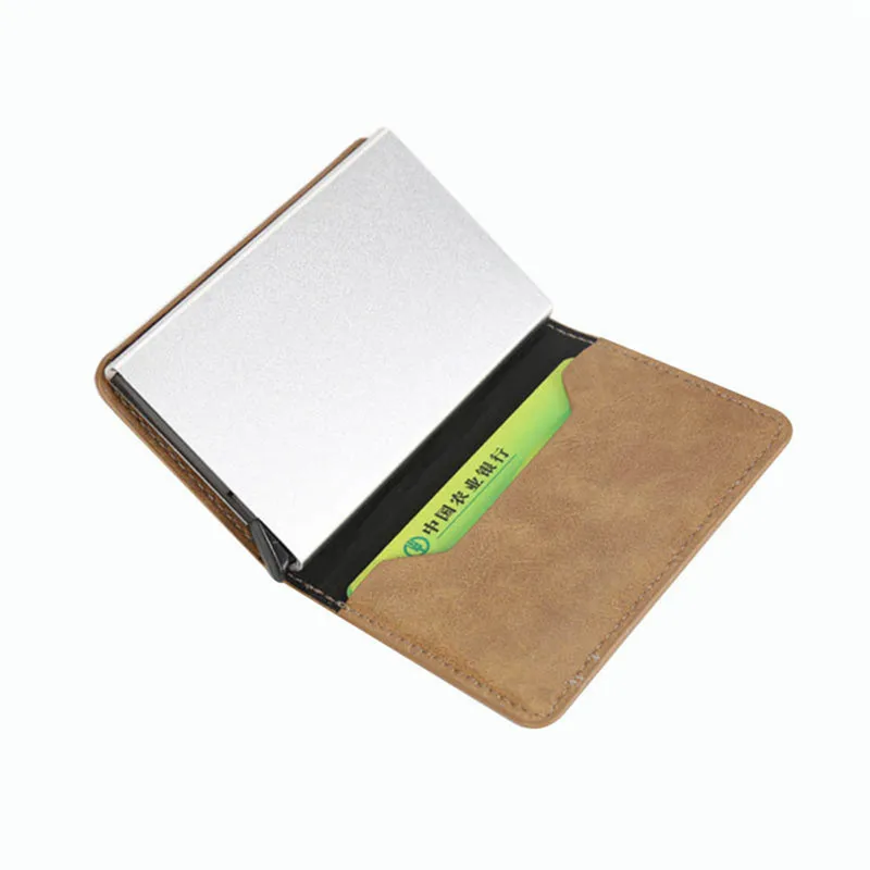

Bycobecy Automatically Pops Up The Card Case PU Man Card Hloder Men Short wallet Business ID Credit Card Pocket Holder Wallet