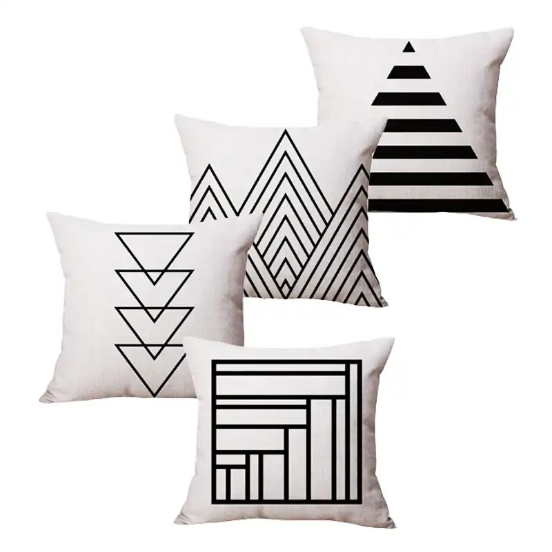 Comwarm Modern Minimalist Geometric Throw Pillow Abstract Black White Cotton Linen Cushion For Sofa Car Seat Home Decor Linen Cushion Cushions For Sofasthrow Pillows Aliexpress