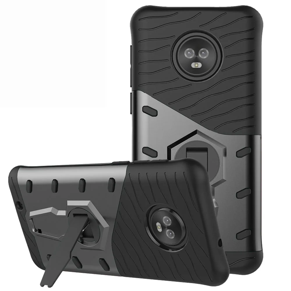 For Motorola Moto G6 / G6 Plus Case Dual Layer Hybrid Rugged Case With Rotate Kickstand Impact