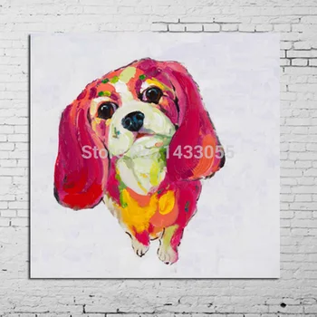 

100%Handpainted Abstract Oil Painting Wall Art on Canvas for Home Decoration 1pc Beautiful Male Dog As The Best Gift