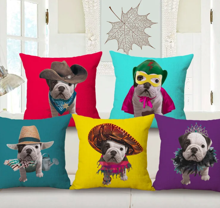 

Rock Music Cowboy Bulldog Doggy Puppy Neck Body Pillowcase Linen Bed Pillows Cover Couch Seat Cushion Pillow Home Decoration
