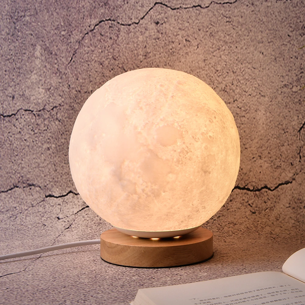 

3D Print Moon LED Night Light Rechargeable Moonlight Table Lamp Bedroom Study Home Decoration Indoor Lighting Gift