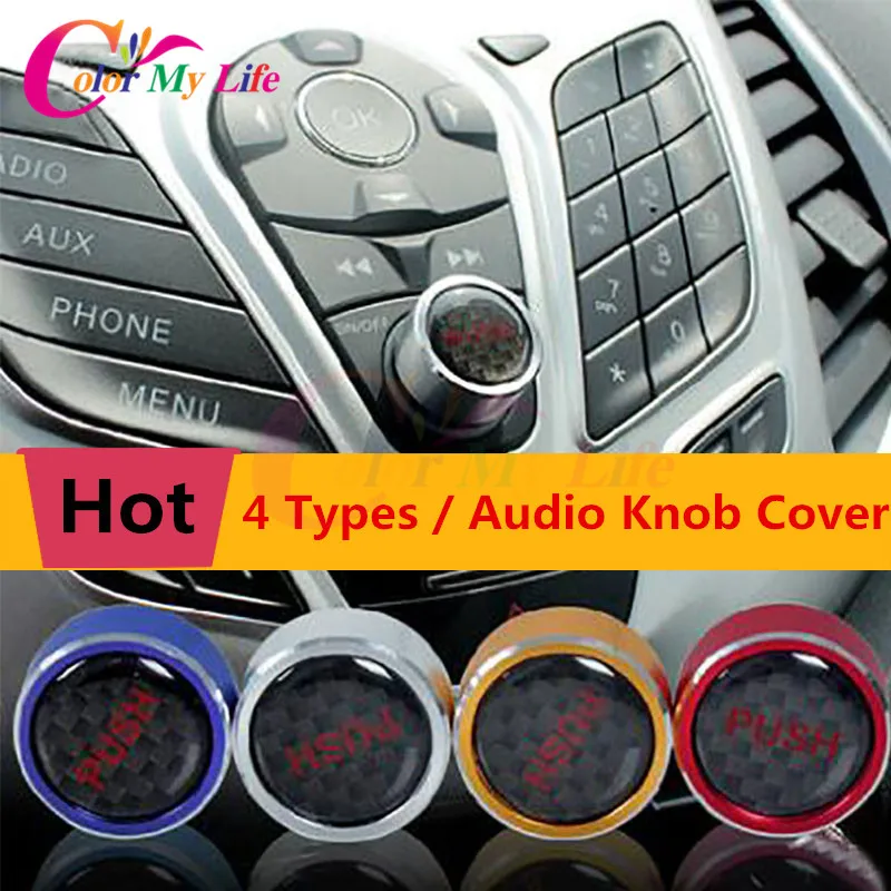 

Color My Life Aluminum Car Audio Switch Control Knob Protection Cover Sticker for Ford New Fiesta Ecosport Everest Accessories