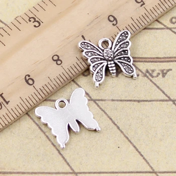 

10pcs Charms Butterfly 15x14mm Antique Silver Color Pendants Making DIY Handmade Jewelry Factory Wholesale