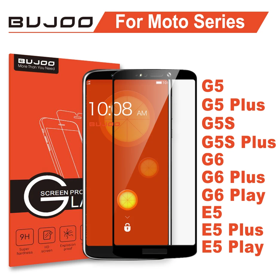 

100% Original BUJOO Full Cover Screen Protector Tempered Glass For Moto G5 G5S E5 G6 Plus Motorola G6 E5 Play 2.5D 9H 0.3mm Film