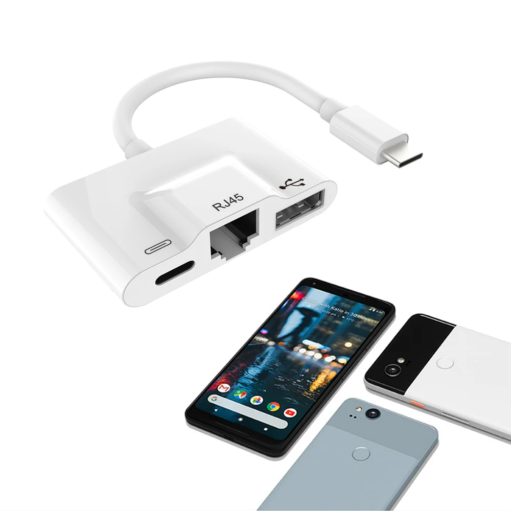 Adaptador de Rede para Novo c para Rj45 3xl com Jogos de Conexão de Câmera Ethernet Prendido Ipad Pro Pixel 2 - 2xl 3 Digital Otg Usb Lan 4 High Quality Telefonia e Comunicação