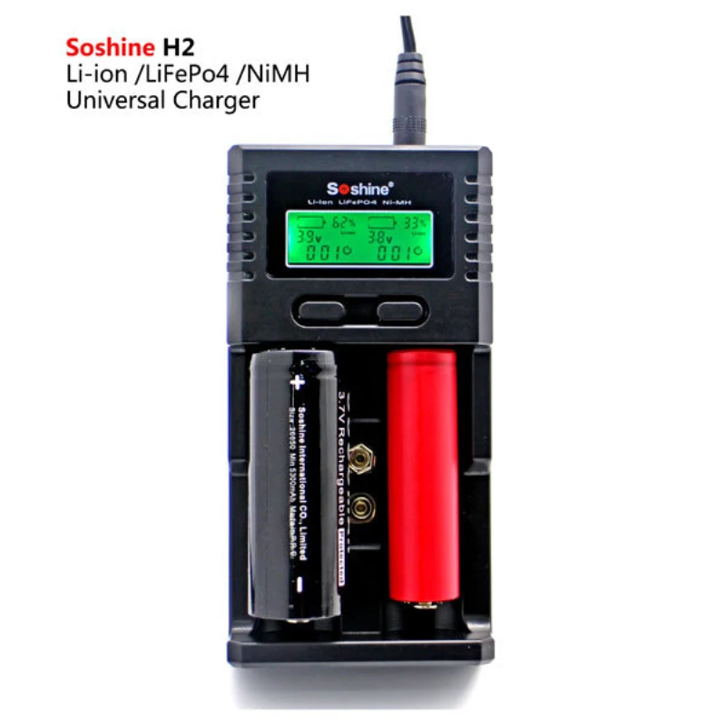Soshine H2 LCD Display Wall Car Battery Charger EU US Plug with Car Charger for 18650 26650 Li-ion Ni-MH AA AAA 16340 Battery Soshine H2 LCD Display Wall Car Battery Charger EU US Plug with Car Charger for 18650 26650 Li-ion Ni-MH AA AAA 16340 Battery