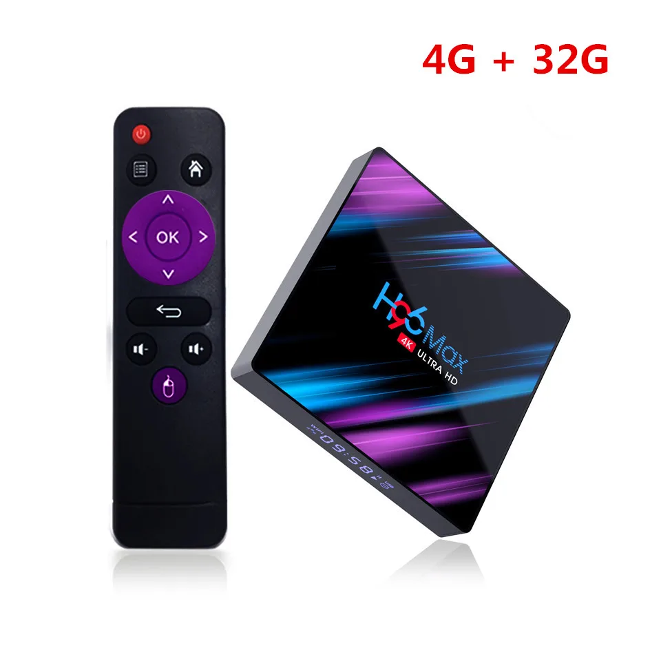 H96 MAX Smart TV Box Android 9.0 4GB Ram 32GB/64GB Rom Rockchip RK3318 4K USB3.0 H.265 Google Play IP TV Set Top Box PK tx3 mini - Color: 4G  32G