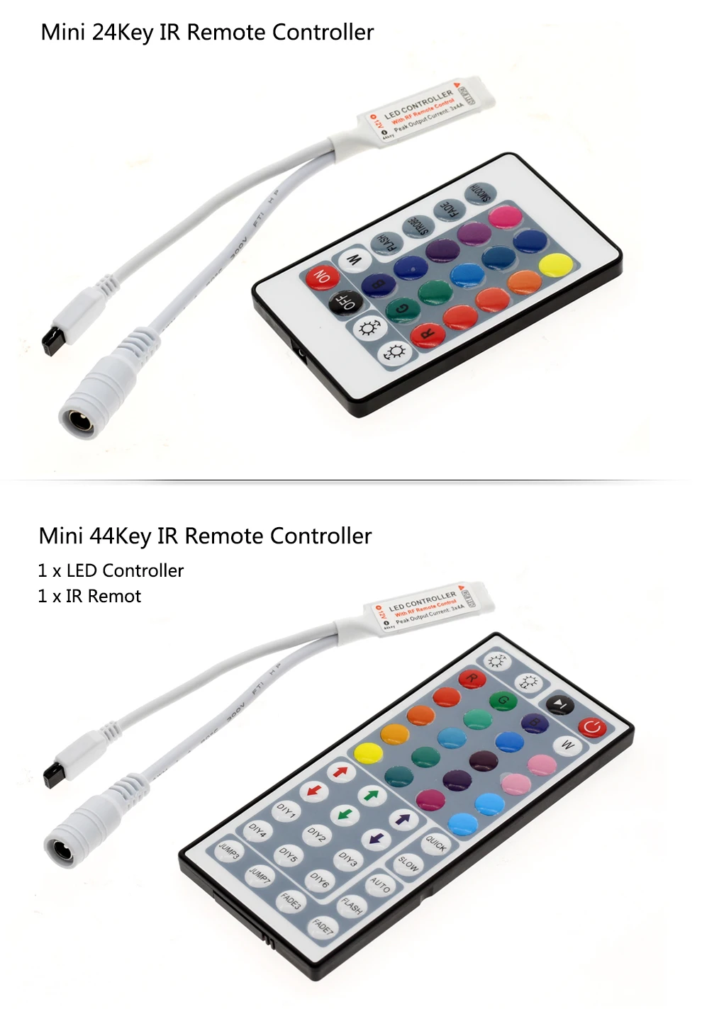 Светодиодный RGB контроллер DC12V Mini 44/24 Key IR пульт дистанционного управления для 3528 5050 RGB светодиодные ленты