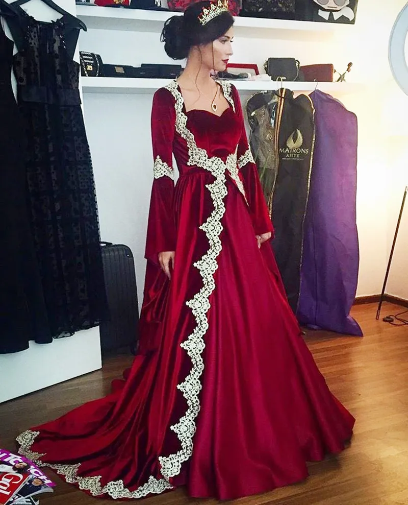 Burgundy-Muslim-Evening-Dress-Vestidos-De-Noche-Largos-Elegantes-2017-Sweetheart-Long-Sleeve-Prom-Dresses-with