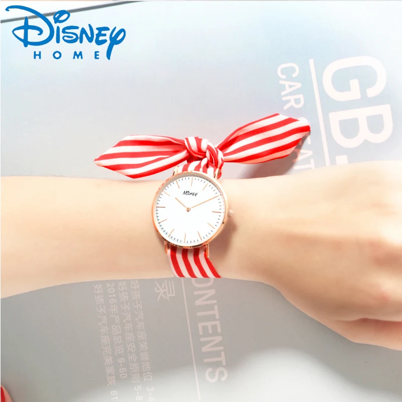 

Disney Fashion Watches Women Ribbon Strap Quartz Simple Female Wristwatch Ladies Watch Luxury Famous Brand Waterproof Clock